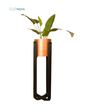 Action Planter Powder Coated in Rose Gold with Black Stand